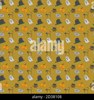 Shadowy seamless pattern with halloween decoration Stock Vektor