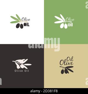 Olive Zweige mit Berrie und Blätter Vektor-Logo-Icons gesetzt Stock Vektor