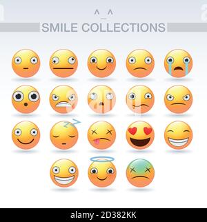 Satz von Vektor-Emoticons. Symbole für Lächeln. Isolierte Vektordarstellung auf weißem Hintergrund. Vector Emoji Stock Vektor