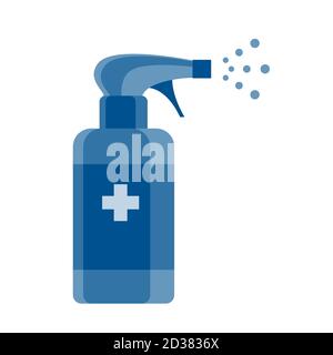 Antiseptisches Spray zur Desinfektion von Händen und Oberflächen. Prävention von Infektionen durch Viren und Bakterien. Vektor-isolierte Illustration. Stock Vektor