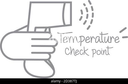 Neue normale, Temperatur Kontrollpunkt Prävention, nach Coronavirus, handgemachte Linie Stil Vektor Illustration Stock Vektor