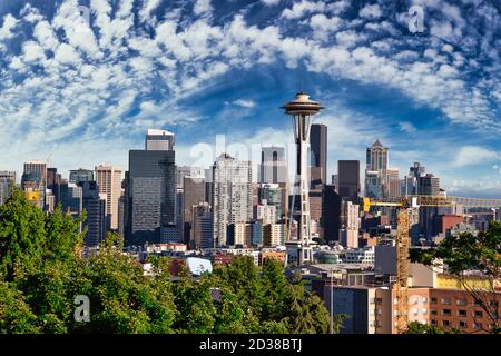 Seattle City Skyline, Washington, Vereinigte Staaten von Amerika. Stockfoto