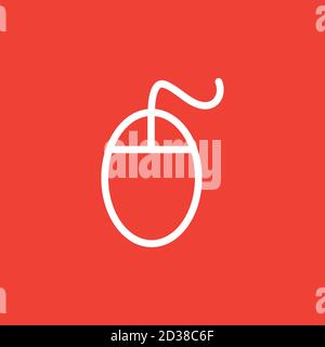 Symbol Für Die Mauslinie Auf Rotem Hintergrund. Rote Flache Vektorgrafik. Stock Vektor