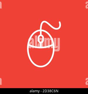 Symbol Für Die Mauslinie Auf Rotem Hintergrund. Rote Flache Vektorgrafik. Stock Vektor