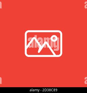 Symbol Für Fotolinie Auf Rotem Hintergrund. Rote Flache Vektorgrafik. Stock Vektor