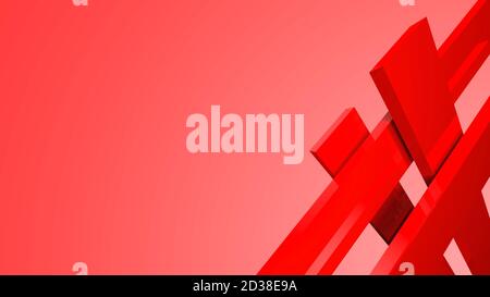 Diagonale rote dynamische Streifen auf farbigem Hintergrund. Moderne abstrakte 3d-Rendering Hintergrund mit Linien und dunklen Schatten Stockfoto