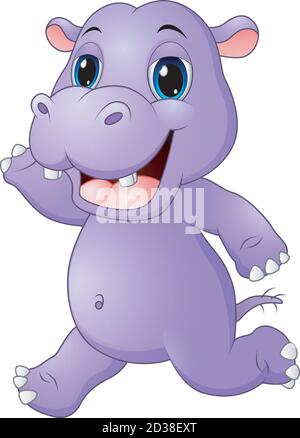 Vektor-Illustration von Cartoon Nilpferd laufen Stock Vektor
