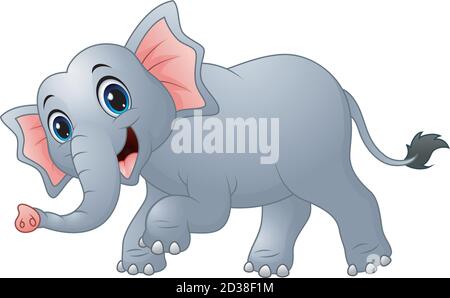Vektor-Illustration von Cute Cartoon Elefant zu Fuß Stock Vektor