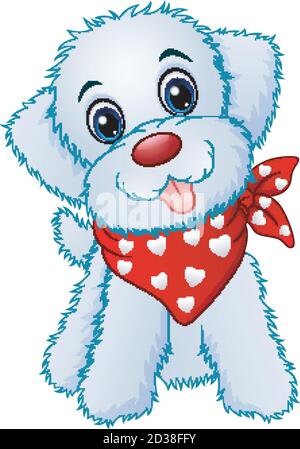 Vektor-Illustration von Cute Cartoon Welpe trägt einen roten Schal Stock Vektor