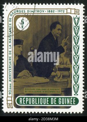 GUINEA - UM 1972: Briefmarke gedruckt von Guinea, zeigt George Dimitrov, um 1972. Stockfoto