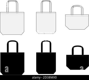 Tragetasche (ecobag, Einkaufstasche) Schablone Vektor Illustration Set (verschiedene Arten) Stock Vektor