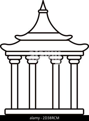 chinesische Turm Säulen Struktur Linie Stil Symbol Vektor Illustration Design Stock Vektor