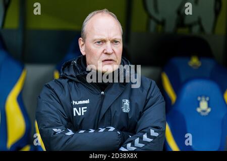 Brondby, Dänemark. März 2020. Cheftrainer Niels Frederiksen von Broendby, WENN er während des 3F Superliga-Spiels zwischen Broendby IF und Lyngby Boldklub im Brondby Stadium gesehen wird. (Foto: Gonzales Photo - Thomas Rasmussen). Stockfoto