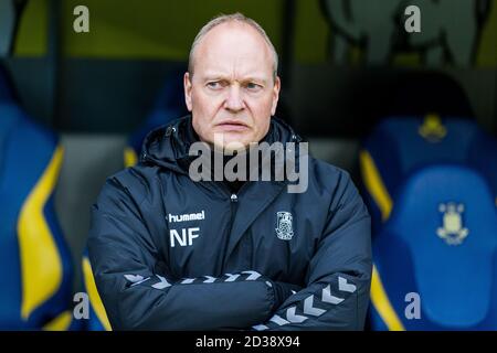 Brondby, Dänemark. März 2020. Cheftrainer Niels Frederiksen von Broendby, WENN er während des 3F Superliga-Spiels zwischen Broendby IF und Lyngby Boldklub im Brondby Stadium gesehen wird. (Foto: Gonzales Photo - Thomas Rasmussen). Stockfoto