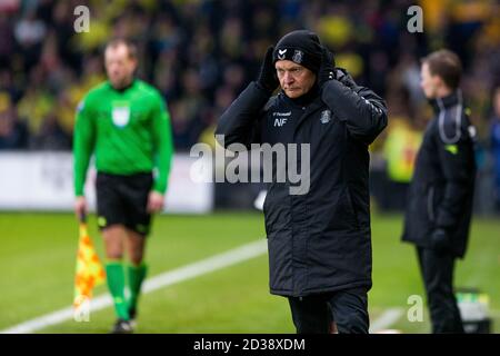 Brondby, Dänemark. März 2020. Cheftrainer Niels Frederiksen von Broendby, WENN er während des 3F Superliga-Spiels zwischen Broendby IF und Lyngby Boldklub im Brondby Stadium gesehen wird. (Foto: Gonzales Photo - Thomas Rasmussen). Stockfoto