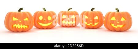 Halloween Jack o Laternen isoliert auf einem weißen Hintergrund. 3d-Rendering Stockfoto