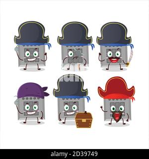 Cartoon Charakter von unter uns Button-Aufgabe mit verschiedenen Piraten Emoticons Stock Vektor