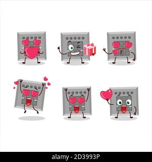 Unter uns Taste Aufgabe Zeichentrickfigur mit Liebe niedlichen Emoticon Stock Vektor