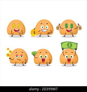 Süße Cookies Cartoon-Figur mit niedlichen Emoticon bringen Geld Stock Vektor