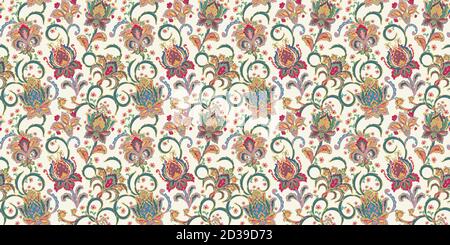 Fantasy Blumen nahtlose Paisley-Muster. Florales Ornament, für Stoff, Textil, Karten, Geschenkpapier, Tapetenschablone. Stock Vektor