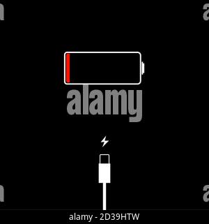 Logo „Akku wird nicht geladen“, Symbol „Akku wird nicht geladen“. Stock Vektor