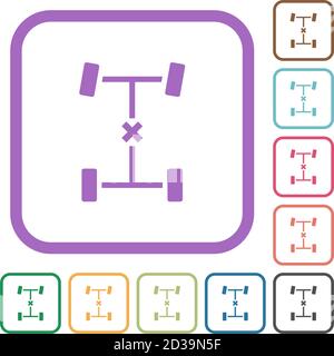 Zentrale Differentialsperre Einfache Symbole in farbigen abgerundeten quadratischen Rahmen Auf weißem Hintergrund Stock Vektor