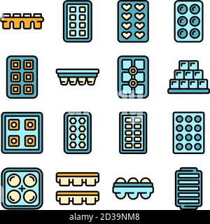 Ice Cube Tabletts Symbole Vektor flach setzen Stock Vektor