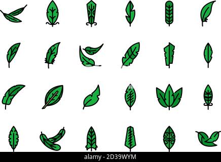 Federn Symbole setzen Vektor flach Stock Vektor