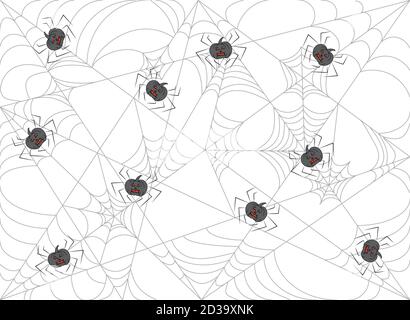 Transparenter halloween Hintergrund mit Spinnen Netz und Kürbisse Stock Vektor