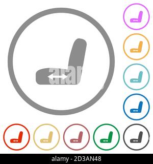 Anpassung der Autositze flache Farbsymbole in runden Umrissen auf weißem Hintergrund Stock Vektor