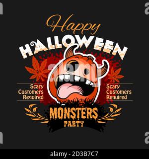 Halloween Party Design Vorlage mit Kürbis, lustiges Gesicht. Stock Vektor