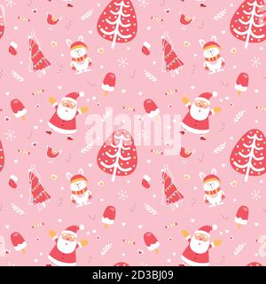 Cute Merry Christmas und Happy New Year nahtlose Muster. Ausgezeichnete illustrative Design-Elemente Stock Vektor