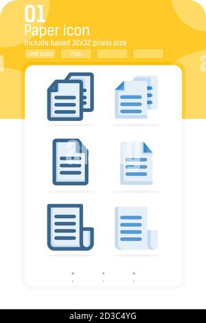 Papiersymbole auf isoliertem Hintergrund. Dokumentsymbol mit zwei Stilen. Datei Symbol Emblem Zeichen. Vektorsymbole für Webdesign, ui, ux und Apps Stock Vektor