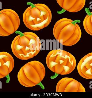 Halloween Kürbis Muster Nahtlose Hintergrund Stock Vektor