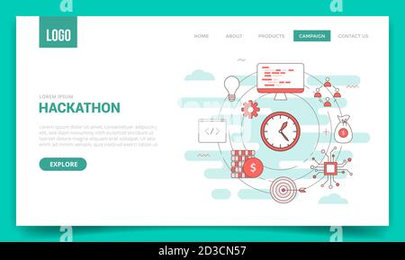 Hackathon-Konzept mit Kreissymbol für Website-Vorlage oder Landung Homepage des Seitenbanners Stock Vektor