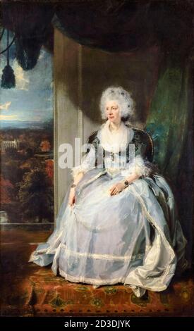 Königin Charlotte von Mecklenburg-Strelitz (1744-1818), Königin Consort von Großbritannien und Irland, Porträtmalerei von Sir Thomas Lawrence, 1789 Stockfoto