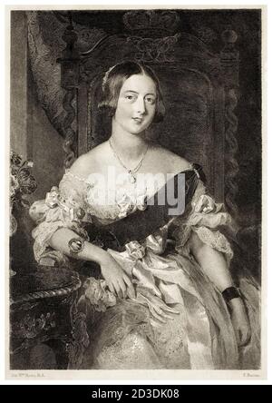 Königin Victoria des Vereinigten Königreichs (1819-1901), als junge Frau, Porträtstich von Frederick Bacon nach Sir William Charles Ross, um 1841 Stockfoto