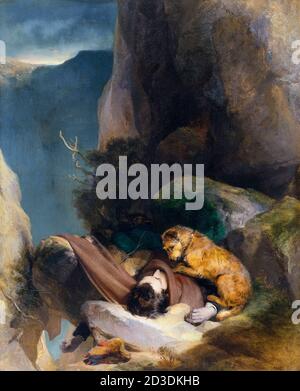 Anhang (visuelle Darstellung des Sir Walter Scott Gedichts 'Helvellyn'), Gemälde von Sir Edwin Henry Landseer, 1829 Stockfoto