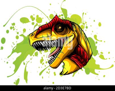 Zeichnung eines Allosaurus-Kopfes. Vektorgrafik Tierdarstellung Stock Vektor