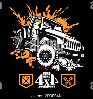 Off-Road-Auto und Elemente für T-Shirt und Emblem - Vektor Setzen Stock Vektor
