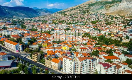 Panoramablick auf Mostar, Bosnien und Herzegowina. Stockfoto