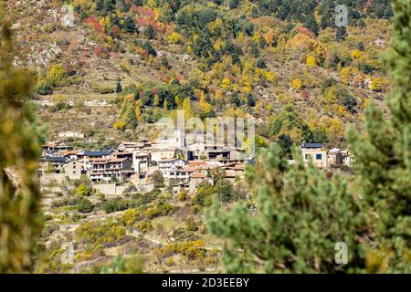 Arança Dorf, Cerdanya. Stockfoto