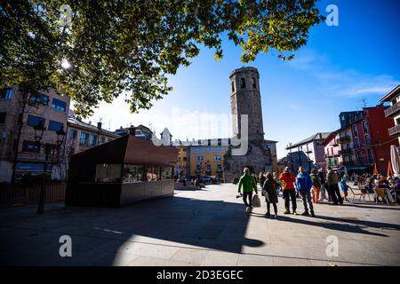 Puigcerda Glockenturm, Cerdanya. Stockfoto