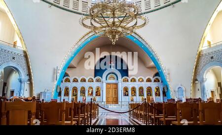 Innenraum der Auferstehung Christi Orthodoxe Kathedrale. Tirana, Albanien Stockfoto