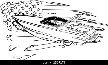 Flachvektorsymbol für Speedboat. Grafik-Symbol für Reise- und Tourismusdarstellung Stock Vektor