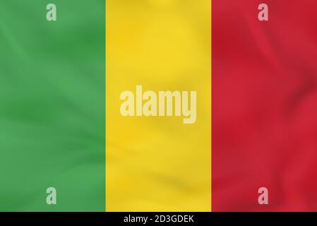 Mali winkende Flagge. Mali Nationalflagge Hintergrund Textur. Vektorgrafik. Stock Vektor