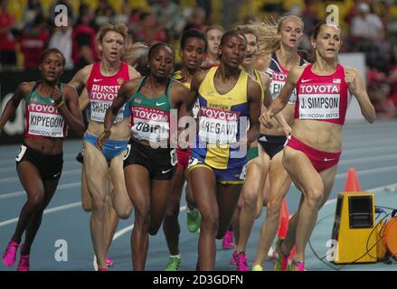 Faith Chepngetich Kipyegon , Helen Onsanto Obiri aus Kenia , Abeba Aregawi Gebretsadik aus Suede , Jennifer Simpson aus den USA und Hannah England aus Großbritannien Finale 1500 m Frauen beim Championnat du Monde Athlétisme 2013, am 12 2013. August in Moscou - Foto Laurent Lairys / DPPI Stockfoto