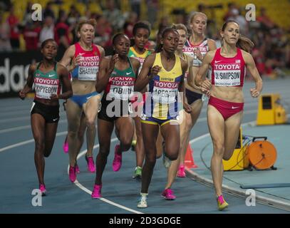 Faith Chepngetich Kipyegon , Helen Onsanto Obiri aus Kenia , Abeba Aregawi Gebretsadik aus Suede , Jennifer Simpson aus den USA und Hannah England aus Großbritannien Finale 1500 m Frauen beim Championnat du Monde Athlétisme 2013, am 12 2013. August in Moscou - Foto Laurent Lairys / DPPI Stockfoto