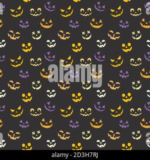 Kürbis Gesichter nahtlose Vektor Halloween wiederholen Muster Design. Stock Vektor