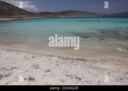 Lefki Strand in Elafonisos Insel im südlichen Peloponnes, Griechenland Stockfoto